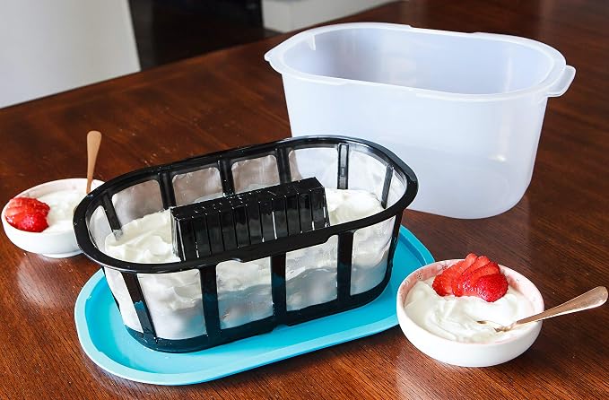 Hatrigo 2-Quart Inner Capacity Greek Yogurt Maker with Extra Fine Mesh Stainless Steel Strainer Basket, BPA-Free Greek Yogurt Strainer (12 x 8 x 6 in)