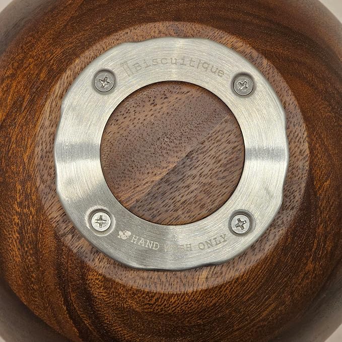 Biscuitique Premium Solid American Walnut Wood Mixing Bowl Compatible with Kitchen Aid Tilt-Head Models 4.5 Quart and 5QT Stand Mixer Wooden Bowls
