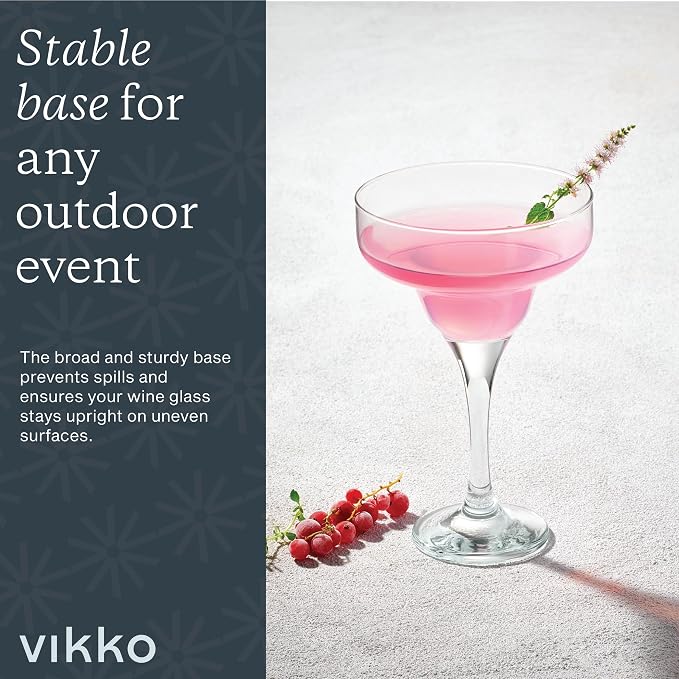 Vikko Margarita Glasses Set of 12, 10 Ounce, Crystal Clear Bulk Margarita Glass, Cosmopolitan Glassware for Margaritas, Frozen Drinks, Pina Coladas and Cocktails, Margarita Cups