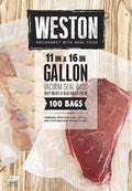 Weston 11" x 16" Gallon Vacuum Sealer Bags For Meal Prep & Sous Vide | 2 Ply 3mm Thick | Compatible With NutriFresh & FoodSaver | BPA Free | 100 Count | Clear