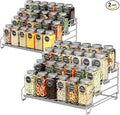 BOIVSHI Heavy Duty Spice Rack for Cabinet, Space Saving 4 Tier Spice Organization for Cabinet, Adjustable Depth Spice Shelf for Cabinet, Counter, Pantry - Chrome, 2 Pack