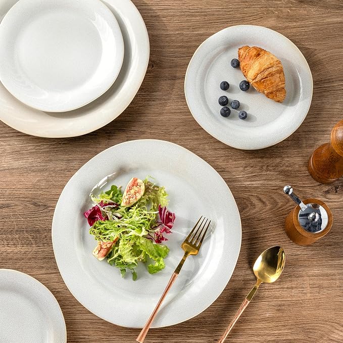 AmorArc Ceramic Dinnerware Sets, Handmade Stoneware Reactive Glaze Plates and Bowls Set, Scratch Resistant | Dishwasher & Microwave Safe, Service for 4 (12pc)