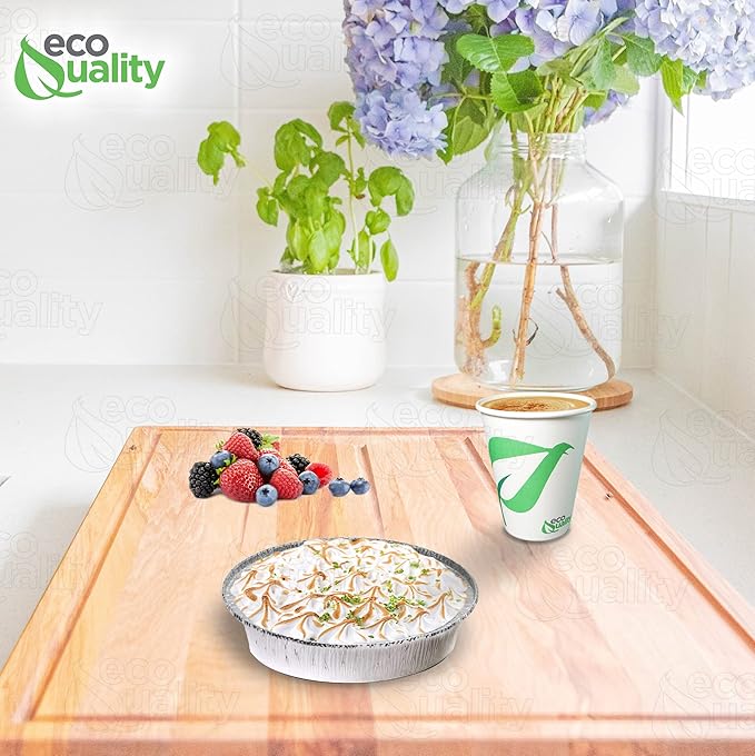 EcoQuality 6" Round Aluminum Foil Pans - Disposable Containers with Foldable Walls for Pie Baking, Cooking, Serving, Reheating, and Storing - Freezer and Oven Safe Tart Pan 500 Pack