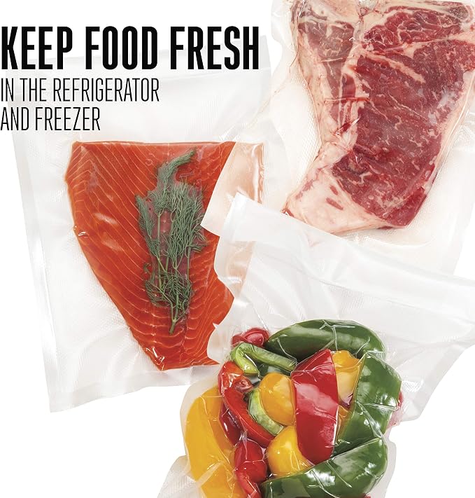 Weston 8" x 12" Quart Vacuum Sealer Bags For Meal Prep & Sous Vide | 2 Ply 3mm Thick | Compatible With NutriFresh & FoodSaver | BPA Free | 100 Count | Clear