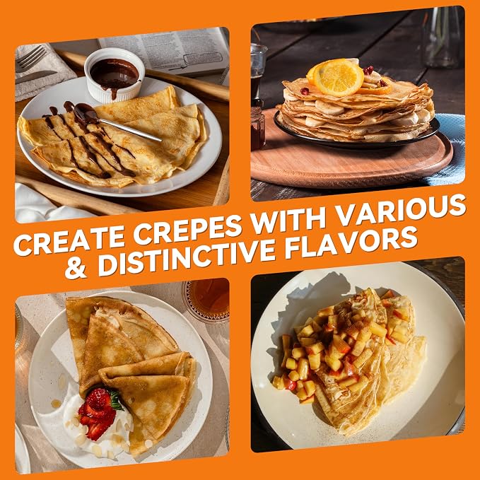 Baker's Friend Instant Crepe Maker with Handle, Electric Crepe Maker Machine, Crepera Electrica, 8 Inch Non-stick Cooking Surface, Creamy White