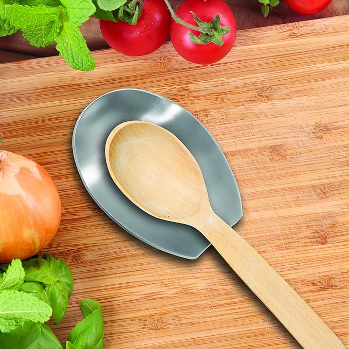 OGGI Spooner Stainless Steel Spoon Rest - Set of 4 - Holds Kitchen Utensils for Mess Free Cooking, Great Spoon Rest for Counter, Stove Top, or Coffee Station; Kitchen Accessories, Utensil Rest