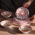 Premium Melamine Dinnerware Sets for 4, 12-Piece Plates and Bowls Sets, Shatterproof & Lightweight Dish Set for Indoor and Outdoor Use, Dishwasher Safe, Red
