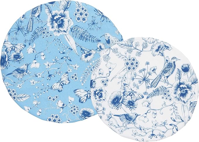 Now Designs Juliette Save It Reusable Cotton Bowl Covers 7.5 and 9.25 inch, Set of 2