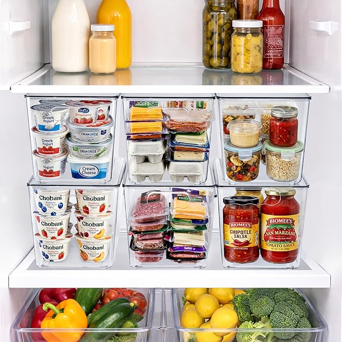 Sorbus Clear Storage Bins with Lids, 10 Pack X-Large Organization Bins with Handles – Clear Stackable Storage Containers for Storage, Pantry, Fridge, Cabinet, Closet & Kitchen Organization – BPA-Free