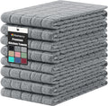 Homaxy Premium Cotton Kitchen Towels 16"x 28", Large Natural Ring Spun 390 GSM Dish Towels, Super Absorbent Terry Kitchen Hand Towels, Soft Tea Towels with Hanging Loop, Pure Grey Design, 8 Pack