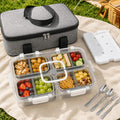 Snackle Box Container with Ice Pack, 304 Stainless Steel Snackle Box Set | 4-piece set, stainless steel, ice pack, insulated bag, fork & spoon, customizable divider system, flexible configuration