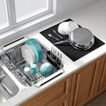 JASIWAY Black Dish Drying Rack in Sink with Mat, Expandable Stainless Steel Dish Drainers for Kitchen Counter, Space Saving Dish Dryer for Inside Sink, Over Sink Dish Racks with Utensil Holder