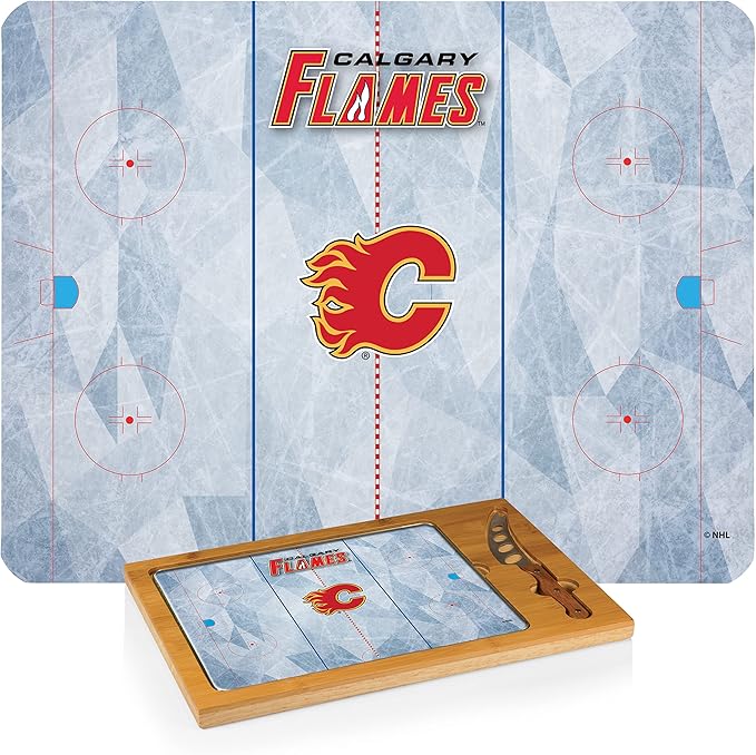 PICNIC TIME NHL unisex-adult NHL Icon Glass Top Cutting Board & Knife Set