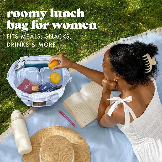 Fit & Fresh Remi Lunch Bag for Women Work – Neoprene Lunch Tote with Containers & Ice Pack, Reusable Meal Prep Lunch Box, Large Capacity, Machine Washable