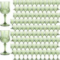 Plastic Wine Glasses, Plastic Goblets Vintage Style Cordial Unbreakable Drinking Glasses, Reusable Drinkware for Wedding Reception, Grand Event Party Supplies (100, New Green)