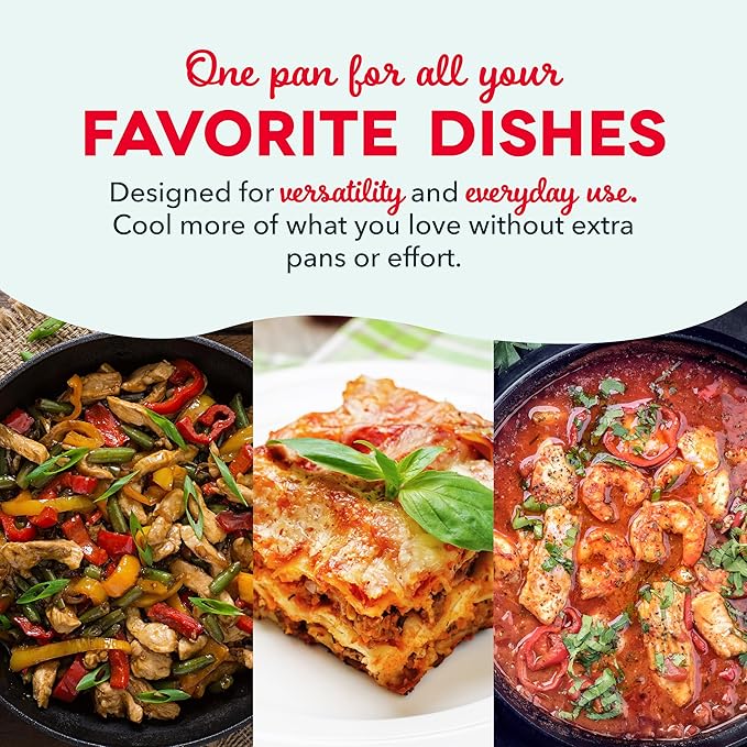 Dash Family Size Skillet - Electric Skillet for Multi-Purpose Cooking - Nonstick Cooking Surface - Tempered Glass Lid & Cool-Touch Handles - 6-Quart Capacity, Makes 24 Cups - 14", Aqua