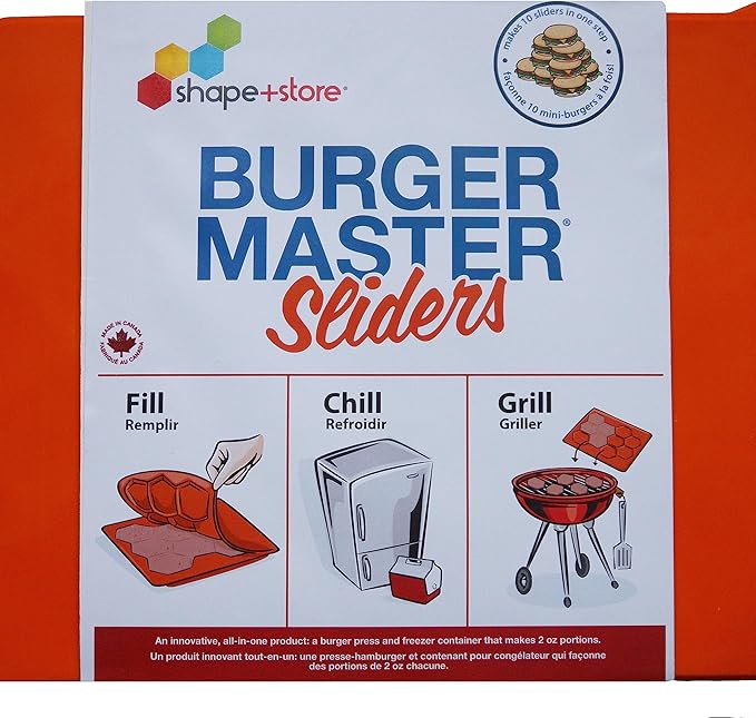 Shape+Store Burger Master Sliders 10 in 1 Innovative Burger Press and Freezer Container