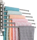 6-Arm Swivel Towel Bar, 180°Rotating Towel Rack Wall Mounted, 304 Stainless Steel Rustproof Heavy Duty Towel Holder for Bathroom Kitchen Laundry Room, Space Saving, Brushed Nickel Finish