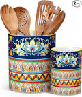 vancasso SIMI Utensil Holder, 7.3"+5.5" Porcelain Kitchen Utensil Holder for Countertop, Bohemian Kitchen Utensil Organizer for Spatulas, Spoons, Decorative Counter Utensil Crock, Celestial Harmony