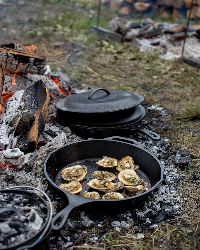Lodge Seasoned Cast Iron Skillet - Frying Pan for the Stove, Grill or Campfire - Cooks Evenly - Features Easy-Grip Teardrop Handle - Non-Toxic, Nonstick & Long-Lasting - 15 Inches