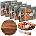 Maxcheck 5 Sets Baby Shower Bridal Game Prizes for Winners Round Cheese Board Set Wood Mini Charcuterie Board with Knives and Forks Thank You Card with Gift Box for Guests Wedding (Acacia)