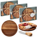 Maxcheck 3 Sets Baby Shower Bridal Game Prizes for Winners Round Cheese Board Set Wood Mini Charcuterie Board with Knives and Forks Thank You Card with Gift Box for Guests Wedding (Acacia)