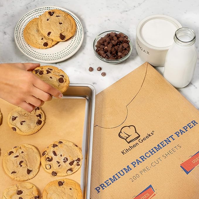 Parchment Paper Baking Sheets Unbleached Non-Stick Precut 12x16 Inches Will Not Curl Pack of 200