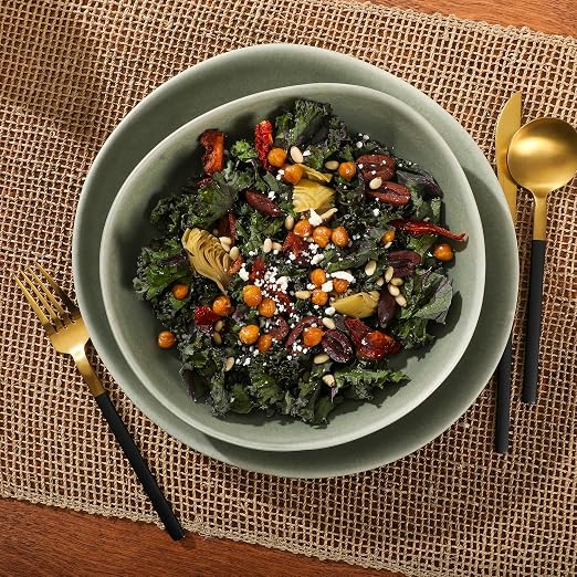 Gibson Elite Zion Mist 16 Piece Stoneware Reactive Glaze (Service for 4) Ceramic Plates and Bowls Modern Organic Dinnerware Set - Green