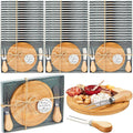 Maxcheck 50 Sets Baby Shower Bridal Game Prizes for Winners Round Cheese Board Set Wood Mini Charcuterie Board with Knives and Forks Thank You Card with Gift Box for Guests Wedding (Bamboo)