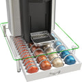 DecoBrothers Crystal Tempered Glass Vertuo Pod Holder Drawer, 28 Large or 56 Small Nespresso Capsule Organizer, White