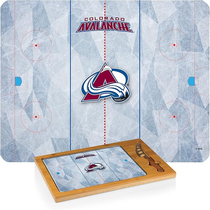 PICNIC TIME NHL unisex-adult NHL Icon Glass Top Cutting Board & Knife Set