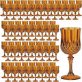7OZ Plastic Wine Glasses, Reusable Vintage Goblets Unbreakable Drinking Glasses Crystal Water Cups Champagne for Wedding, Parties (100, Amber)