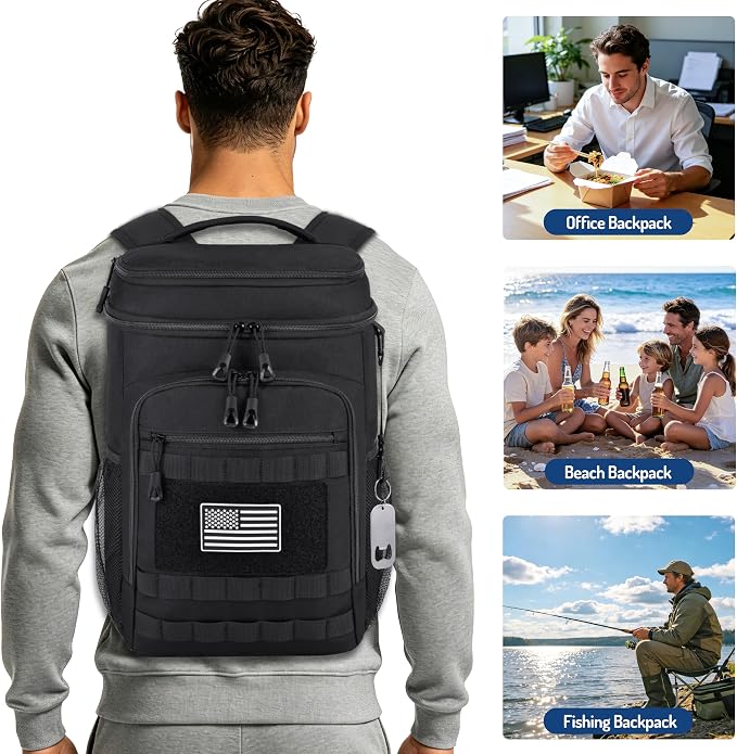 HILOMON Tactical Cooler Backpack, Insulated Leak Proof Dual Compartment Cooler Bag with MOLLE System