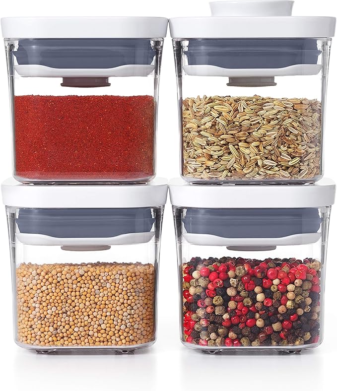 OXO Good Grips 4-Piece Mini POP Container Set Good Grips POP Container – Airtight 1.7 Qt for Coffee and More Food Storage, Rectangle, Clear