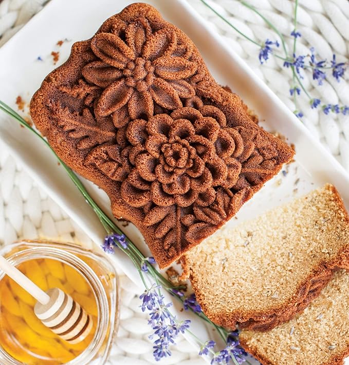Nordic Ware Wildflower Loaf Pan, 6-Cup, Toffee