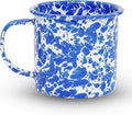 Crow Canyon Home Enamelware Mug, 12 ounce, Blue/White Splatter (Set of 4)