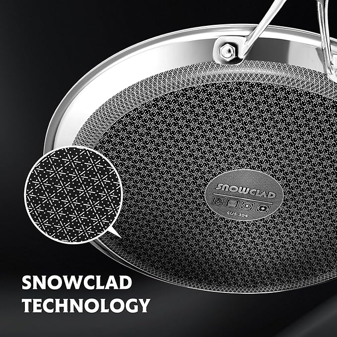 SNOWCLAD Crepe Pan,12 in Nonstick Crepe Pan, Stainless Steel Flat Skillet,Non Stick Dosa Tawa Comales Para Tortillas Pancake Pan,Dishwasher and Oven Safe Cookware,Induction Compatible, PFOA Free