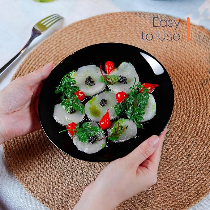 Dinnerware Sets for 4, LaGlint 12 Pieces Opal Glass Plates and Bowls Set, Dishwasher and Microwave Safe Dish Dinning Ware, Chip and Scratch Resistant Dishware Black