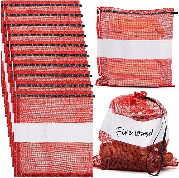 150 Pcs Onion Bags Reusable Mesh Produce Storage with Drawstring Firewood Bags Onion Potato Storage Sacks for Garden Vegetable Fruit Produce Packaging Supplies (22 x 24 Inch)