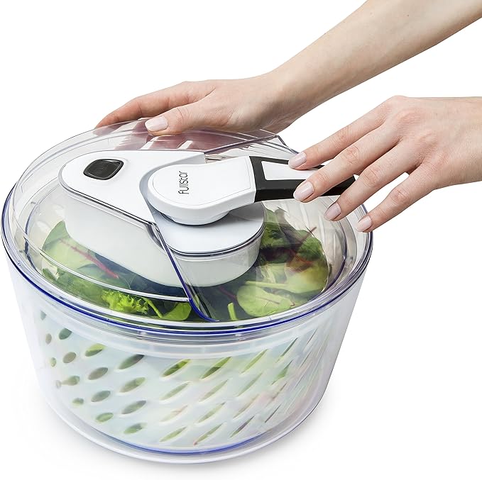 Large Salad Spinner Lettuce Dryer - Easy Spin Salad Spinner Large Vegetable Washer - Manual Salad spinner - Vegetable Dryer - Veggie Spinner Dry Salad Spinner By Fullstar