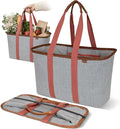 CleverMade Collapsible LUXE Tote, 30L Foldable Grocery Shopping Bag, Reusable