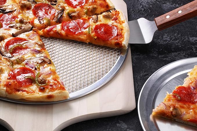New Star Foodservice Restaurant-Grade Seamless Aluminum Pizza Baking Screen, 10 Inch, Pack of 6