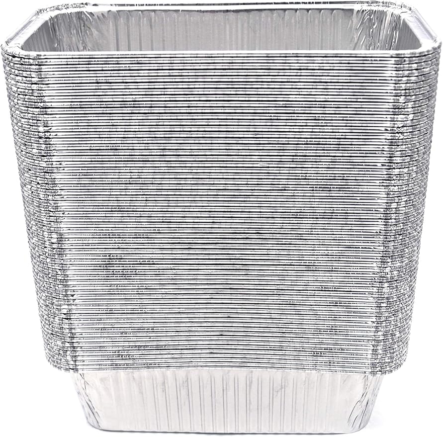 (100 Pack) Premium 2-LB Bread Loaf Baking Pans - 8.5" x 4.5" x 2.5" l Heavy Duty l Disposable Aluminum Foil Tins for Cakes Meatloaf Lasagna