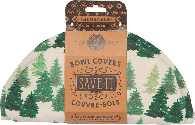 Now Designs Woods Save It Reusable Cotton Bowl Covers 7.5 and 9.25 inch, Set of 2