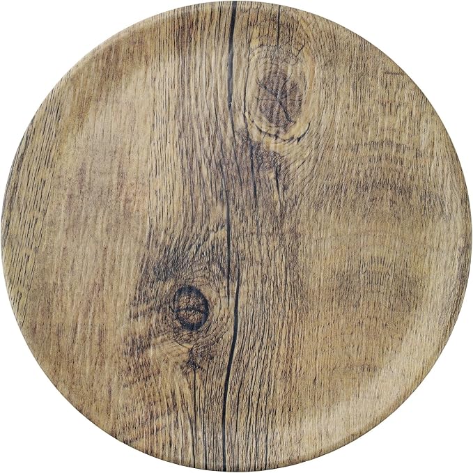 UPware 12 Piece Wood Grain Melamine Dinnerware Sets, Outdoor Dishes Set, Plates and Bowls Sets, Service for 4, Brown