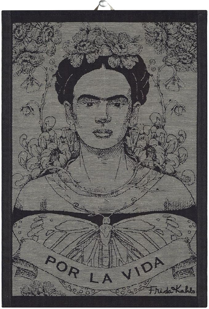 Ekelund Weavers - Frida Kahlo Design 'Fuerza' -55% organic cotton, 45% organic linen Dish Towel - @14 x 21 inches