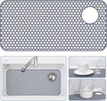 Bestjing Silicone Sink Protectors for Kitchen Sink - 28.4"x 14.3" Kitchen Protector Accessory, Non-Slip Heat Resistant Mat for Bottom of Farmhouse Porcelain Stainless Steel (Top Right Drain Hole,Gray)