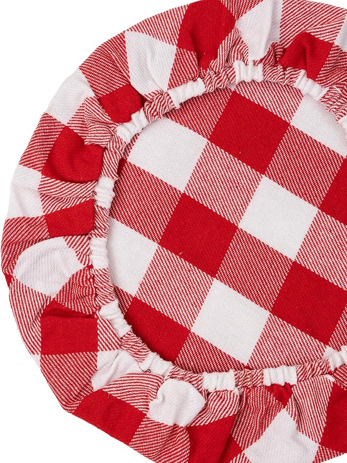 Reusable Cotton Red Bowl Covers - 100% Cotton Fabric Bowl Covers Set to Cover Fruits, Vegetables and Regulate Moisture - Elastic Closure for Salads, Bread & Leftovers (Red Plaid, 2XL, 2L, 2M, 2S)