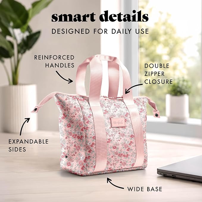 Fit & Fresh Remi Lunch Bag for Women Work – Neoprene Lunch Tote with Containers & Ice Pack, Reusable Meal Prep Lunch Box, Large Capacity, Machine Washable