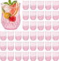 40 Pack Plastic Stemless Wine Glasses,12oz Unbreakable Vintage Elegant Drinking Glass Set,Reusable Fancy Cocktail Cups for Party, Wedding, and Bulk Events (40, 12oz-Pink)